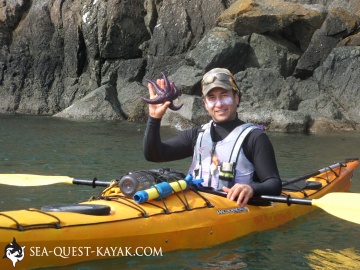 Kayak Adventure Guide Sam Vittardi Shows us his Lunch