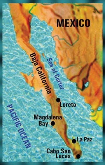Map of Baja for Sea Kayaking Baja Mexico Travel Info