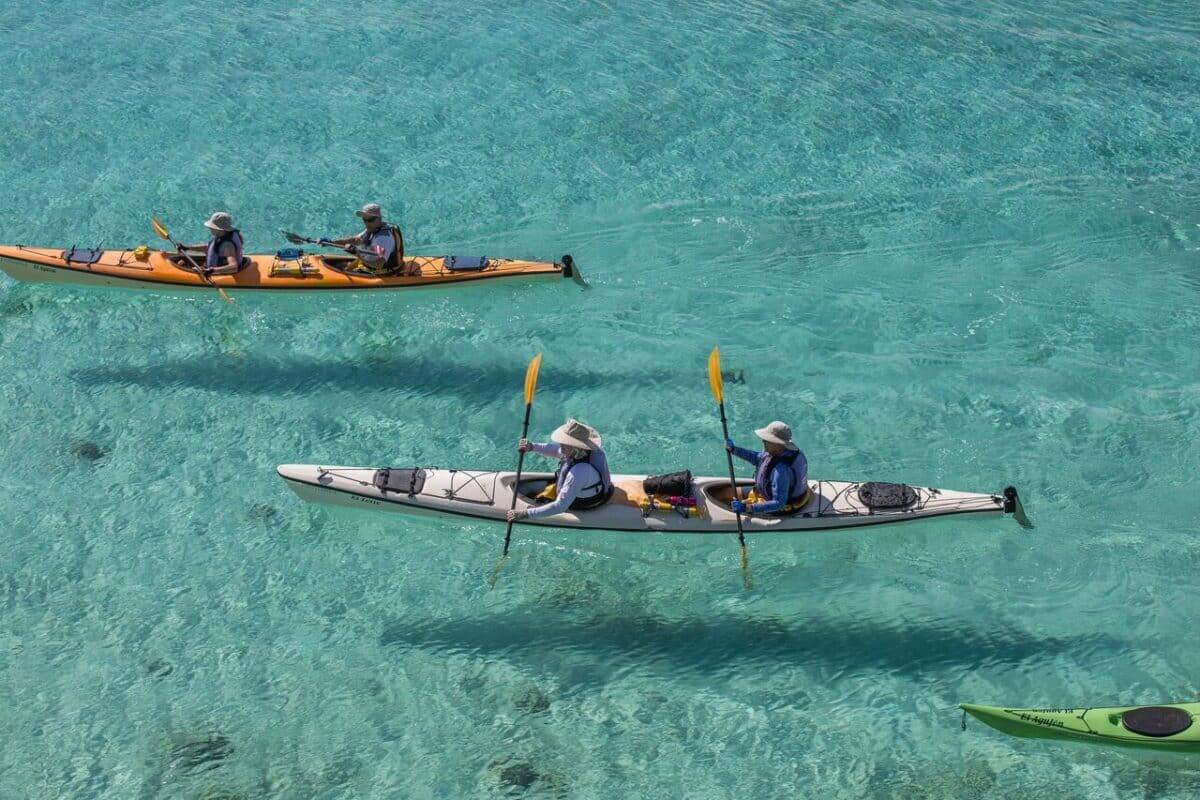 kayaking in mexico in blue water